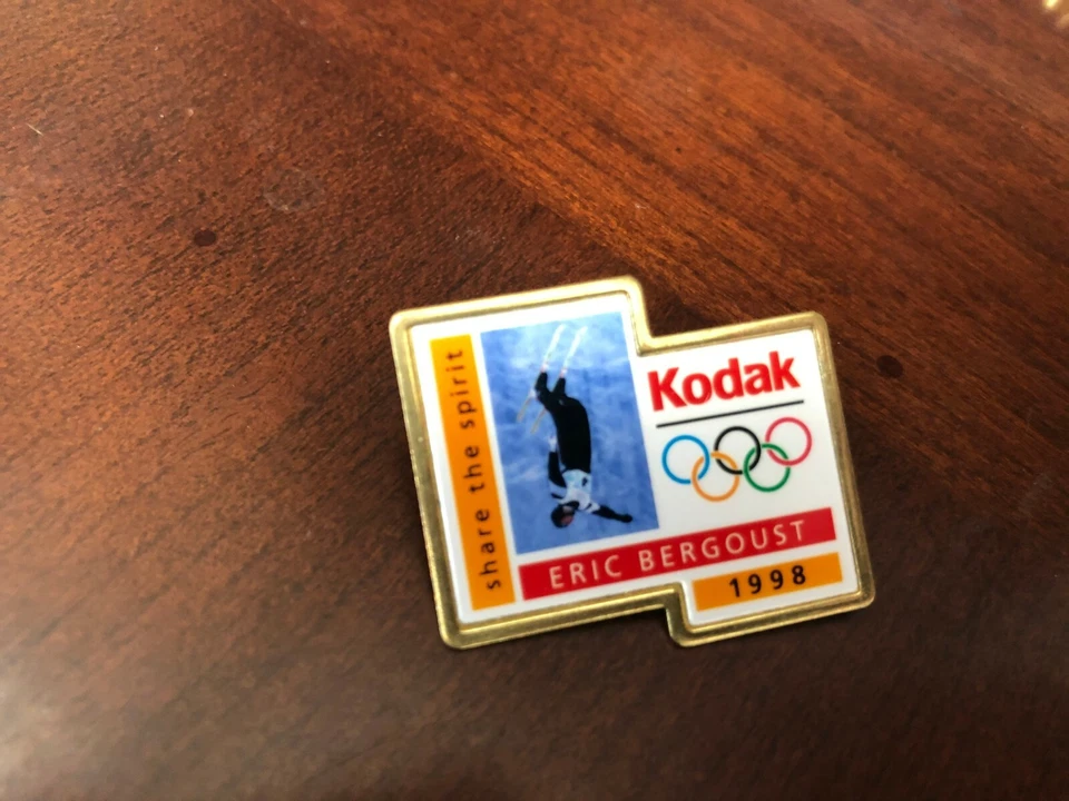 1998 Kodak Eric Bergoust Freestyle Ski USA Olympic Hat Lapel Pin  - Image 1 of 2