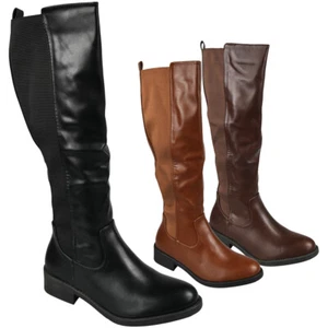 Botas de jinete debajo de la rodilla para dama con cremallera motociclista cómodas forradas invierno media pantorrilla zapatos cómodos - Imagen 1 de 10