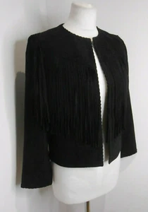 BNWT Kate Spade Madison Avenue Daisi Jacket black suede tassel fringe US0 UK 8 - Picture 1 of 11
