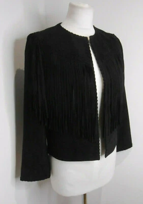 BNWT Kate Spade Madison Avenue Daisi Jacket black suede tassel fringe US0 UK 8  - Image 1 of 4