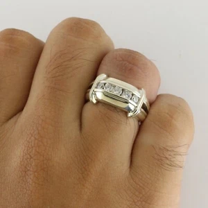 14K GOLD 0.50 CT REAL DIAMOND FIVE STONE ENGAGEMENT WEDDING MENS BAND RING - Picture 1 of 12