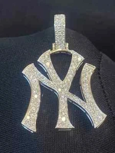 3 Ct Round Lab Created Diamond Men's NY Custom Pendant 14K White Gold Plated - Picture 1 of 5