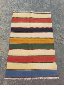 Vintage Handmade Traditional Geometric Red Kilim Floor Rug Carpet 117x75cm - Picture 1 of 12