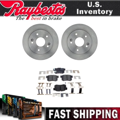 Rotores de freio traseiros e pastilhas de freio de cerâmica com ferragens para 1997-2001 Honda Prelude - Imagem 1 de 4