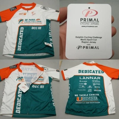 Dolphins Cycling Jersey Mens 2XL White Primal Challenge Raglan Sport Cut NEW - Image 1 of 4