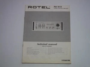Amplificador preprincipal estéreo Rotel RA-810 manual de servicio técnico original - Imagen 1 de 10