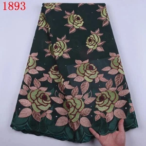 5 Yards Embroidery Voile Lace Fabric With Stone 50” Width Sold By 5 Yard - Picture 1 of 1