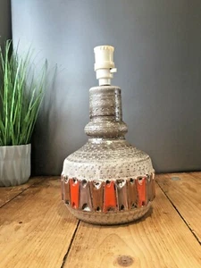 1 SUPERB 50S MCM ITALIAN POTTERY FRATELLI FANCIULLACCI ORANGE LAMP BASE ABSTRACT - Picture 1 of 12