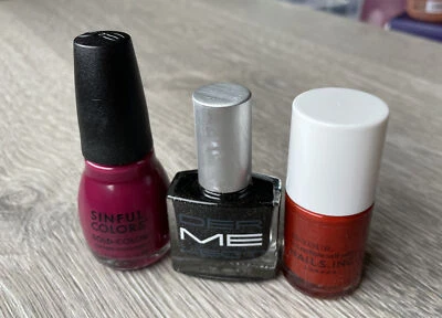 Lot of 3 Nail Polish Nails Inc + Dermelect + Sinful Colors Bold Color NEW   - Image 1 of 3