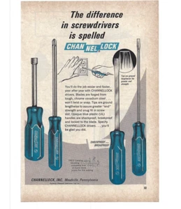 1964 Channel Lock Tools Vintage Magazine Print Ad Screwdrivers Man Cave Decor - Picture 1 of 1