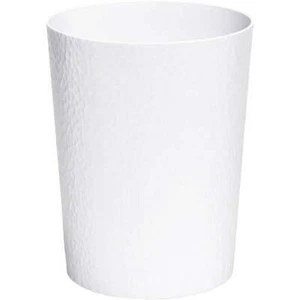 10 Liter Hammered Textured Plastic Bathroom Trash Can in White - Picture 1 of 4