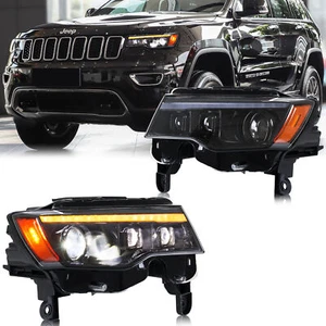 LED Headlights for Jeep Grand Cherokee WK2 4th Gen 2017-2021 Blackout Front Lamp - Foto 1 di 6