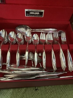Holmes & Edwards Romance L N Silverplate Flatware for 12 2  Serving Spoons - Image 1 of 4