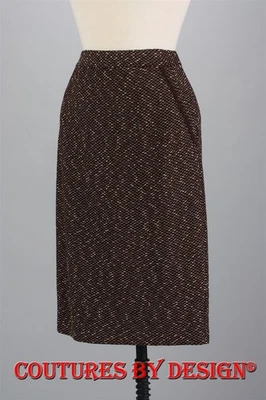 Falda St John Knits Couture Tweed Tejida Marrón Chocolate y Vainilla Talla 6 Nueva con Etiquetas Foto 1 de 2