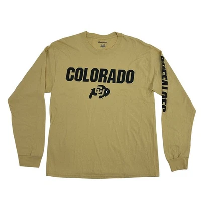 Camiseta de manga larga Colorado Buffaloes para mujer L dorada campeona deletreada gráfica Foto 1 de 4