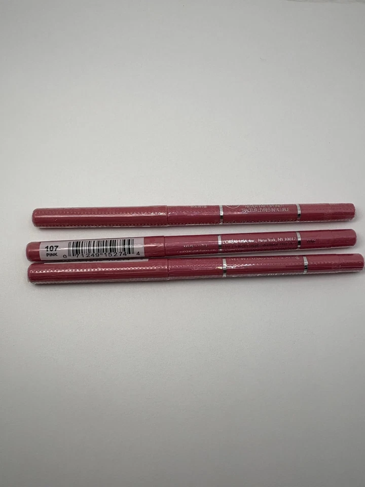 3 PACK L'Oreal Paris Infallible 6HR Never Fail Lip Liner 107 Pink  - NEW SEALED - Image 1 of 1