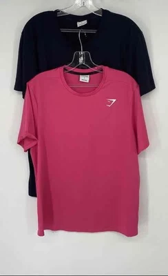 Gymshark 女式粉色黑色短袖套衫 T 恤 L 码 2 件装 — 第 1/4 张图片