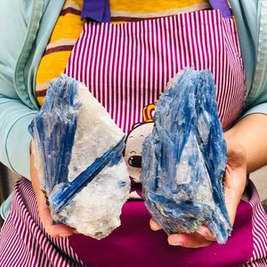3.67LB 2pcs Natural Blue Kyanite Crystal Quartz Rough Mineral Specimen Healing - Picture 1 of 17