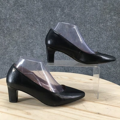 Zapatos Vionic para mujer 7 Mia zapatos de salón sin cordones tacones en bloque puntiagudos cómodos cuero negro Foto 1 de 4