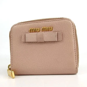 Authentic miu miu Logo ribbon zip around coin purse leather[Used] - Picture 1 of 17