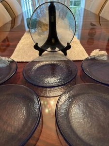 Fire and Light Recycled Glass Salad Dessert Plate 7.75” Light Blue 6 Perfect! - Picture 1 of 6