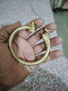 Rare Antique Brass Patina Shiva Nandi Bull | Shivling Bracelet Kada Collectible - Picture 1 of 2