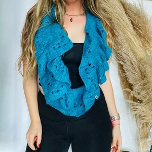 NEU NORDSTROM blau Rüschen offen Grobstrick gewebt klassisch Infinity Schal Halstuch - Bild 1 von 7