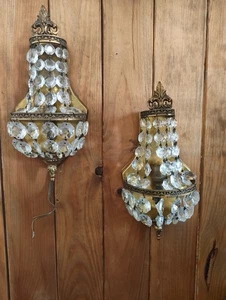 Pair of FRENCH BRONZE WALL LAMP SCONCE with PRISMS empire style - Picture 1 of 7