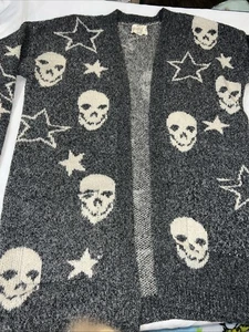 HippieRose offene Strickjacke Pullover Damen kleine Langarm Taschen Totenkopf weich276 - Bild 1 von 10