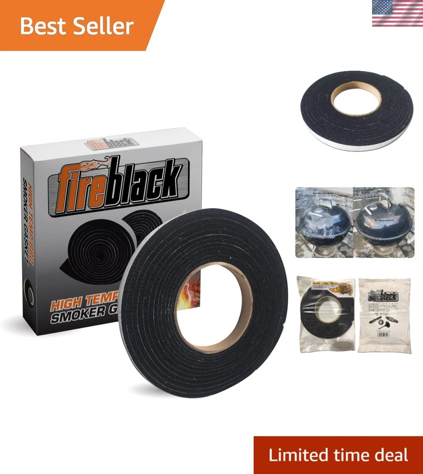 Junta para defumador de churrasco Hi Temp 15 pés autoaderente preta - selo de grau profissional - Imagem 1 de 4