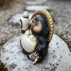 Shigaraki Ware Tanuki Japanese Raccoon Dog Statue Pottery Lucky Charm Japan NEW - Picture 1 of 6