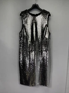 Diesel D-Jettie Mini Women Dress Metallic Sequins Silver Size M - Picture 1 of 19