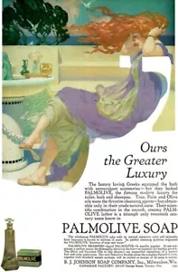 Jabón Palmolive Champú PELIRROJA EN LA PISCINA Motivo Griego Grande 1916 Revista Anuncio Impreso - Imagen 1 de 1