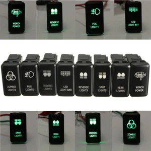 Push Switch Button LED Green Light Bar Fog Light w/ Wire For Toyota Tacoma - Foto 1 di 16