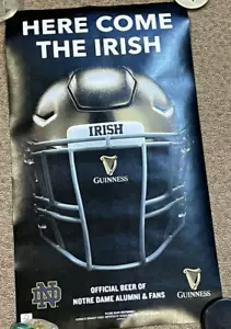 GUINNESS  HERE COME THE IRISH NOTRE DAME 2-sided POSTER 13" x 23" - Picture 1 of 1