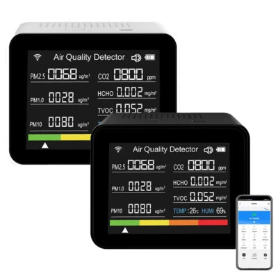 13in1 Air Quality Monitor WIFI CO2 Meter HCHO TVOC PM2.5 Detector Alarm Home