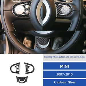 Steering Wheel Panel Decal Trim Carbon Fiber For MINI Cooper R55 R56 R57 2007-10