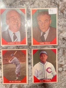 Lot of 4 1960 Fleer Baseball Cards Earl Averill Ki Ki Cuyler Ford Frick - Bild 1 von 5