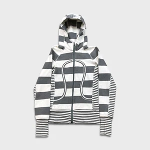 Lululemon Scuba Hoodie Womens Size 2 White Full Zip Striped Hooded Sweatshirt - Bild 1 von 9