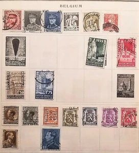 BELGIEN 1931 - 1936 Lot von 18 gebrauchten Falzmarken (ein Aufdruck) CV 6 $ - Bild 1 von 1