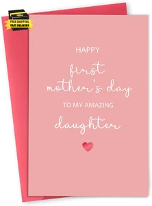 First Mothers Day Card for Daughter, Pink 1St Mother’S Day Gift for Women Her, H - Picture 1 of 6