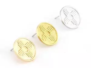 1 Paar Zia Sun Ohrring Pfosten leer Nieten Drahtsockel roh, glänzend silber-gold 4983 - Bild 1 von 3