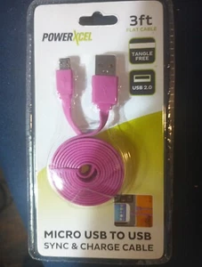 PowerXcel 3ft Micro USB to USB Sync & Charge Cable Purple - Picture 1 of 2