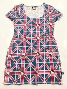 Hello Kitty by Sanrio 2012 Union Jack With Faces Dress Size XL Girls UK Cute - Picture 1 of 7