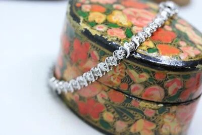 Brazalete de tenis Glam de plata de ley 925 con circonio cúbico para mujer de 7,5" Foto 1 de 4