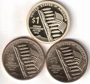 ¡Monedas de dólar de tres tipos Sacajawea 2024-S San Francisco a prueba y en buen estado D+P! - Imagen 1 de 2