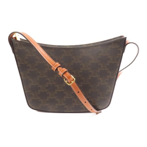 CELINE GHW Borsa a tracolla Croque in tela rivestita in PVC marrone