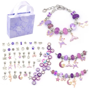 DIY Bracelet Making Kit Beads Jewellery Charms Pendant Set Girls Kids Craft Gift - Picture 1 of 15