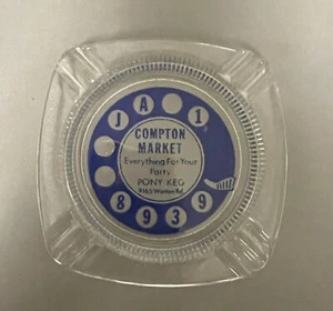 Compton Market Advertising Ashtray 4 1/8”x4 1/8” vintage telephone dial motif - Picture 1 of 3