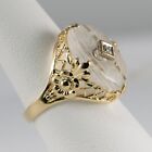 14K New Antique Ladies Ring with Clear Stone and Small Diamond on Center